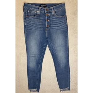 J.Crew Jeans Womens Size 27 Blue HighRise Skinny Step Raw Hem Button Fly Comfort